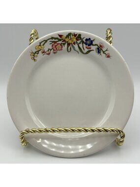Mayer China Beaver Falls PA Floral Flower Bouquet Garden White Dessert Plate Vtg